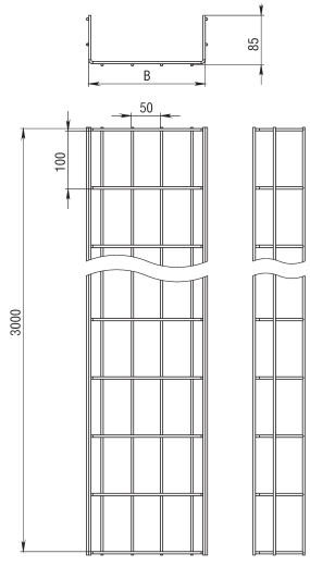Лоток проволочный прямой усиленный диаметр проволоки 5 мм ППУ5.350.85.3000.10.4